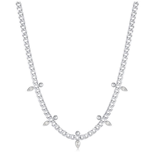 Polished Punk - Collier - Zilver / Gerodineerd - Zirkonia - 45cm